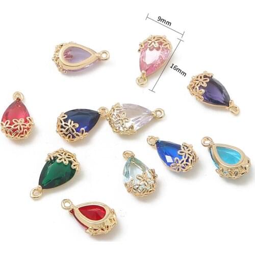 New 9x16mm Shining Gem Zircon Crystal Charms For DIY Earrings Bracelet Necklace Pendants Jewelry Making Accessories Supplies