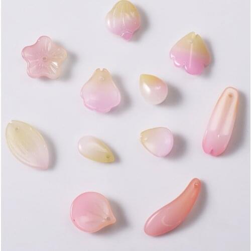 Popular 10-20pcs Pink Beads Charm Glass Beads Necklace Pendant for DIY Craft Fashion Jewelry findings Earrings Accessories