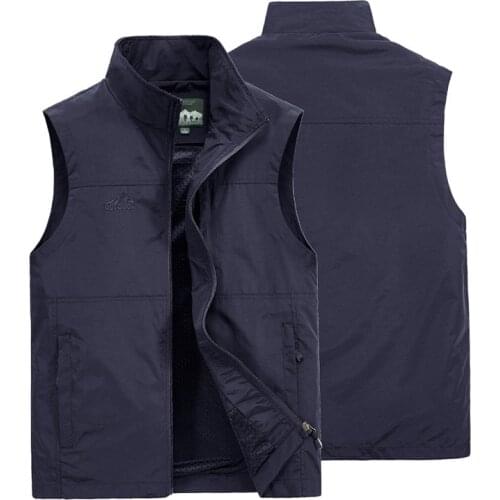 Plus Size Mens Outdoor Vest Summer Spring Zipper Pockets Breathable Mesh Hiking Fishing Photography Climbing Waistcoat Jackets