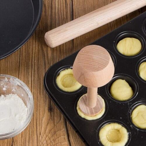 Handle For Kitchen Egg Tart Mould Wooden Double-head Snack Cake Base Making Mold Wooden Egg Tart Cake Bottom Safe Mould