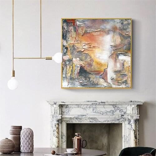 Hand Painted 3d Thick Oil Painting On Canvas Abstract Lake Landscape Wall Art For Living Room Modern Abstract Pictures