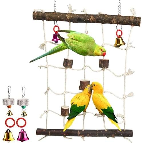 Parrot Climbing Net Bird Toy Swing Rope Net Bird Stand Net Hammock Bird Hanging Bite Climbing Ladder Chewing Biting Toys
