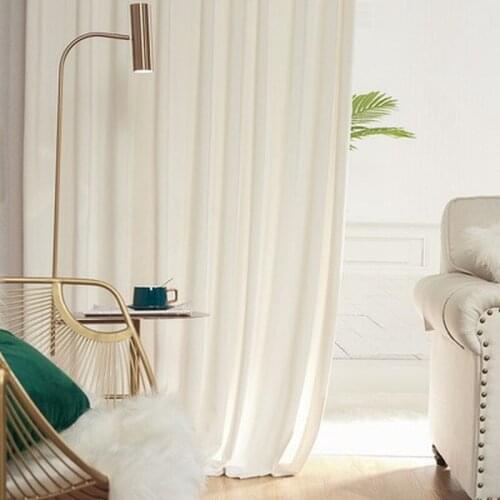 Nordic Curtains for Living Room Simple Velvet Curtain Pure Color Light Luxury Blackout Velvet Bedroom Door Curtain White Curtain