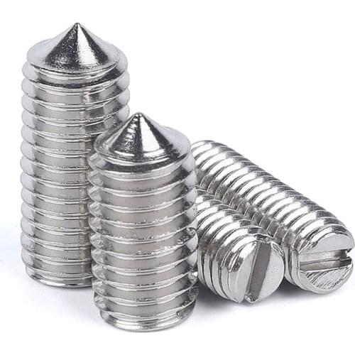 304 Stainless Steel Slotted Set Screws with Tip End Tightening Fastening Straight Screw M3 M4 M5 M6 M8