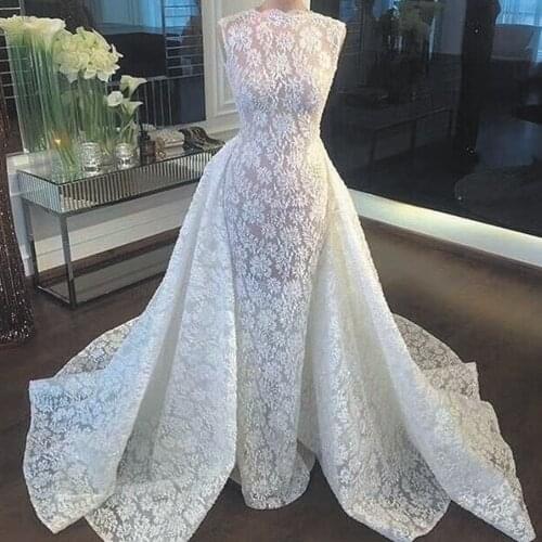 SuperKimJo Detachable Skirt Lace Applique Evening Dresses 2020 Robe De Soiree Elegant Sleeveless Real Photo Evening Gown
