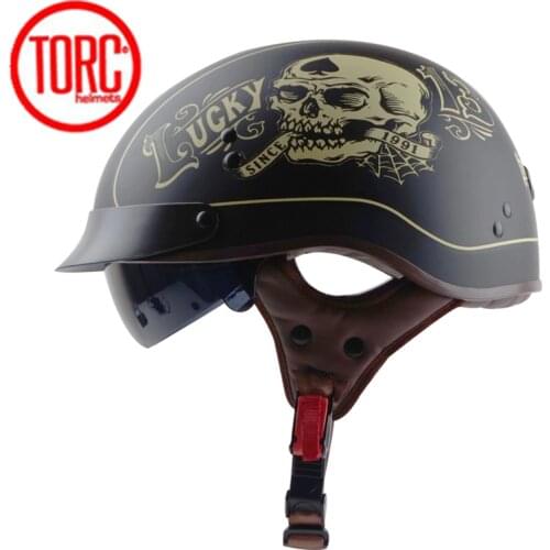 TORC T55 Vintage Motorcycle Helmet Retro Half Helmet With Inner Sun lens Scooter jet capacete de motocicleta DOT Casco Moto