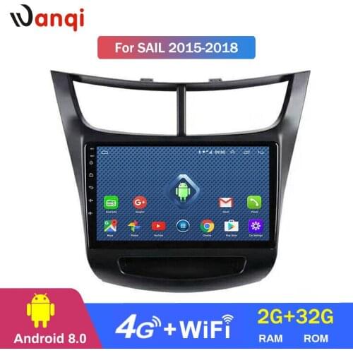 Wanqi 2+32G 9 Inch 4G WIFI Car Radio Multimedia Player for 2015-2018 Chevrolet Sail Stereo Car Navigation GPS Auto No DVD 1 DIN