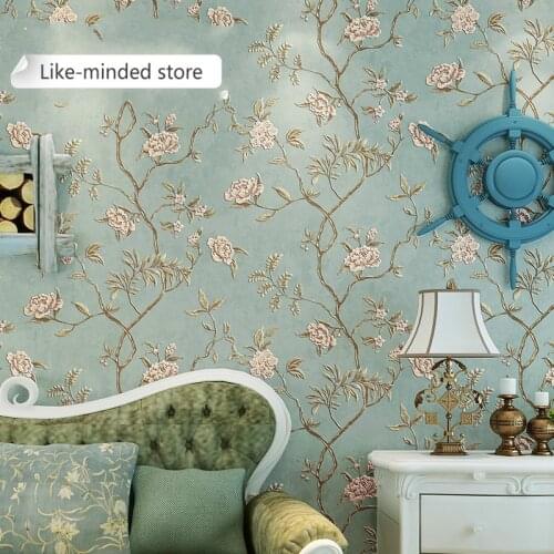 Green Teal Floral Embossed Wallpaper For Bedroom Living Room Walls Romatic Red Flower Wall Paper Home Decor Beige wallpaper