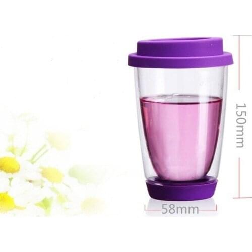 1PC new arrival high quality heat resistant double layer glass tea cup 350ml OL 0097