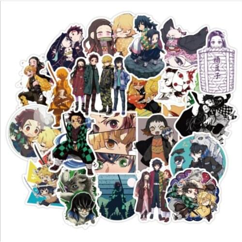 100pcs Anime Demon Slayer Sticker Cartoon One Piece Skateboard Luggage Motorcycle Guitar Decoration Sticker Stationary Suppiles
