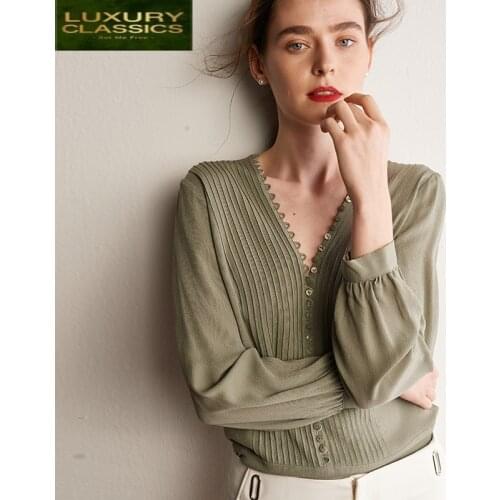 100% Vintage Real Summer Silk Blusas Mujer De Moda 2021 Korean Elegant Sexy Blouse Women Tops Long Sleeve Shirts B19DA227