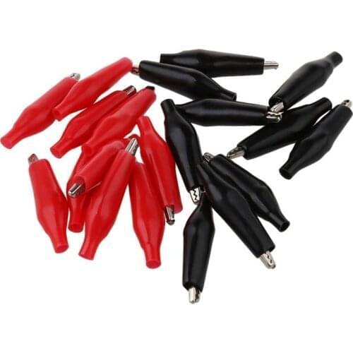 20 Pcs Black Red Soft Plastic Coated Testing Probe Alligator Test Clip