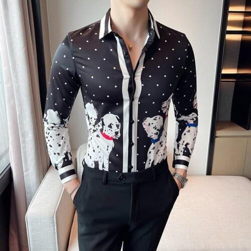 2021 Autumn Mens Shirt Temperament Long-sleeved Slim Casual Shirts Business Social Men Clothing Streetwear Party Tuxedo