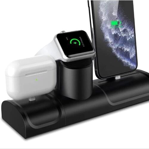 3 In 1 Charge Stand Dock Station For Apple Watch Series 5/4 Silicone Charge Base For Iphone 11 Pro Charging Dock For Airpods Pro