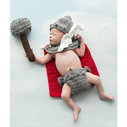 4pcs/set Newborn Photography Costume Baby Handmade Crochet Knitted Photo Props Rabbit Hat And Diaper Cover