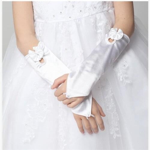 5pc/ lot Kid child flower girl long white pink ivory fingerless gloves performance dance gloves wholesale free shippin