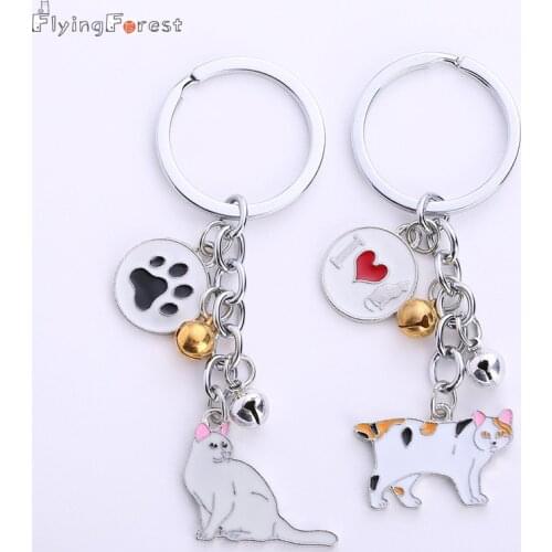 2019 Cartoon cat Keychains Pet Jewelry Key Rings Keychain For Bag Animal Unisex Fashion Car Keychain Best Gift Cute For Women
