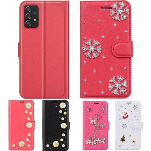 Case For Samsung Galaxy A72 A52 A32 5G A22 A82 A12 M01 M11 M51 M62 S21 FE Diamond Lychee Pattern Flip Leather Cover Phone Case