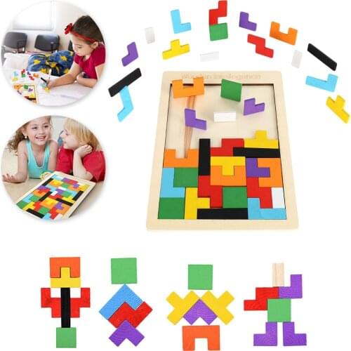 Puzzle Wooden Jigsaw Board Math Toys For Children Tangram Brain Teaser Kids Puzzle Toys Game Education Montessori Cubes Gifts