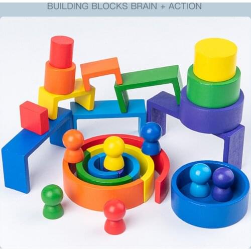 Baby ToddlersToy Baby Toys Montessori Creative Rainbow Building Blocks for Early Educational Toys
