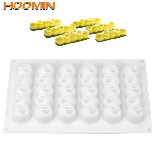 HOOMIN 6-Concave Ball Long Strip Shaped Silicone Mold Love Heart Cake Mold Dessert Decorating Tool Mousse Chocolate Pastry Mould