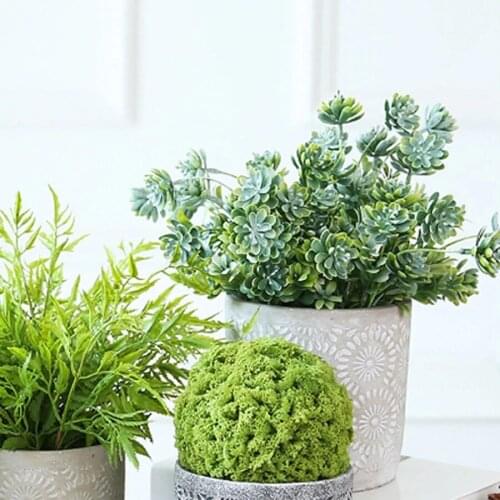 Chrysanthemum Grass Succulents Fake Leaves Autumn Decoration Green Background Accessories Home Artificial Branches