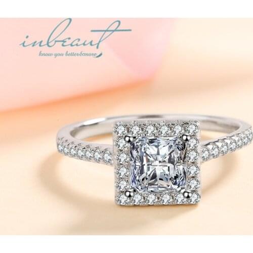 Inbeaut 925 Silver Pass Diamond Test Excellent Cut High Quality D Color Princess Square Moissanite Ring Teen Girls Wedding Ring