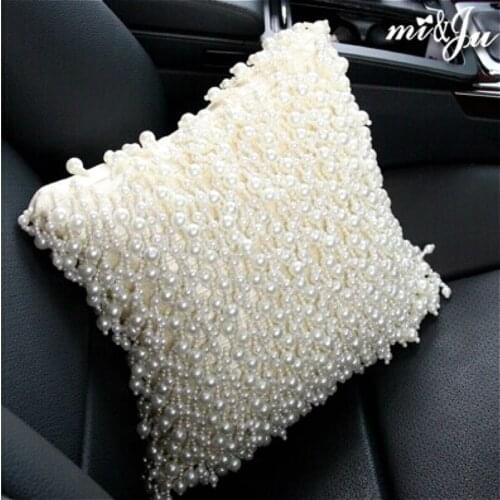 Beautiful Pearl Headrest Pillow Decoration Bed Pillows Car Sweet Home Pillow Handmade Romantic Living Room Decor