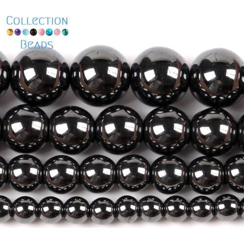 3/4/6/8/10mm Natural A+ Black Hematite Stone Round Loose Spacer Beads For Jewelry Making Bracelet Handmade 15
