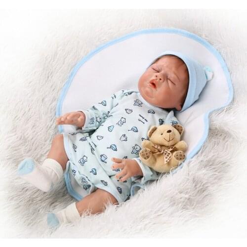 50cm 100% Full Body soft Silicone Reborn Baby Dolls handmade bathe closed eyes dolls realistic kids birthday bonecas brinquedos