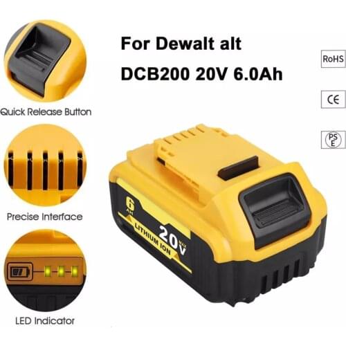 6000mAh DCB200 Replacement Li-ion Battery for DeWalt MAX XR 20V Power Tool 6.0Ah Lithium Batteries Compatible with DCB184 DCB181