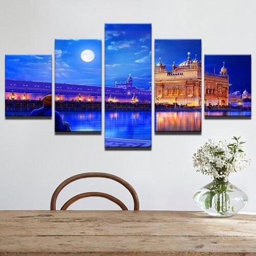 5d full spuare&round 5 Panel Indian Golden Temple 5d diamond painting 5d diy diamond embroidery painting cross stitchsets