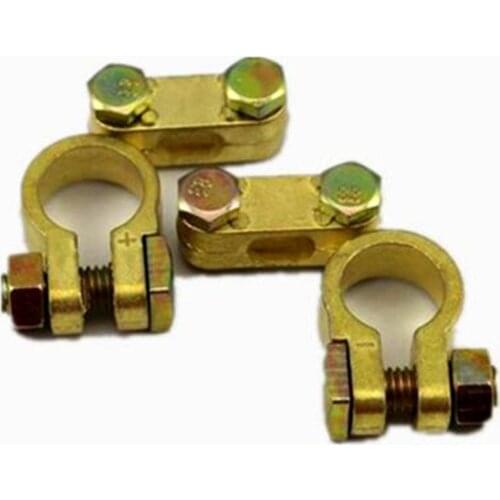 Set of 2 Zinc Alloy Copper Plating Car Battery Connector with M8mm Screw (+:19MM -:17MM)