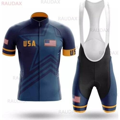 2021 USA Cycling Clothing Mens Cycling Jersey Set MTB Bicycle Clothing Bike Wear Clothes Maillot Ropa Ciclismo Triathlon Suit