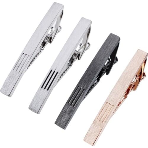 Wholesale Tie Clip Skinny Matte Tie Bar Pins with Black Enamel mens Dress