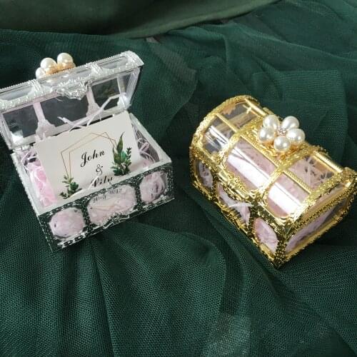 Personalized plastic gold silver wedding baby birthday bridal shower anniversary party favors gift box candy boxes for guests