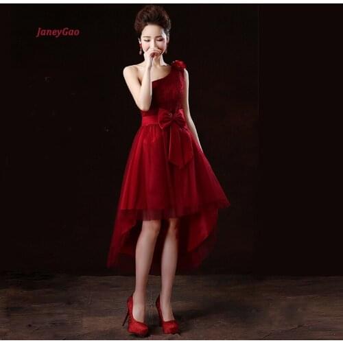 JaneyGao Prom Dresses Short 2019 New Style Women Formal Dress For Prom Party One Shoulder Low Hight Front Short Long Back Style