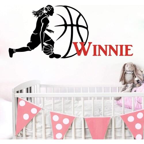 Custom Name Basketball Girl Wall Decal Girl Room Kids Room Personalized Name Jordan Basketball Sport Wall Sticker Bedroom Vinyl