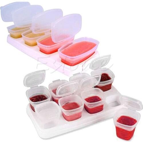 Baby Weaning Food Freezing Cubes Tray Pots Freezer Storage Plastic Containers 70ml