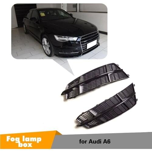 Front Fog lamp grill for Audi A6 Sline 2018 ABS Fog light Grille Full Black fog lamp box