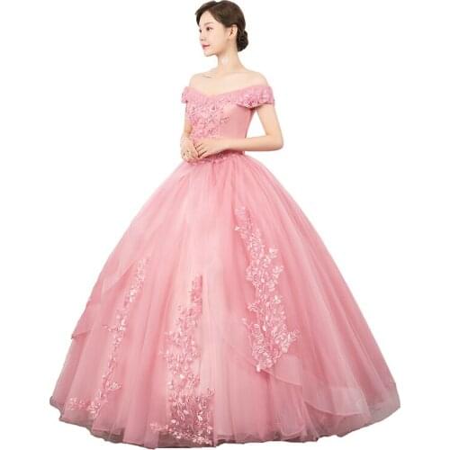 Luxury pink/wine red embroidery slash collar ruffled fairy ball gown opera medieval Renaissance Victoria dress ball gown