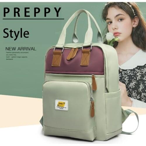 Women Oxford Backpack Contrast Color Backpacks Teenage Girls Large Capacity School Bag Anti-theft Travel Rucksack Ladies Mochila