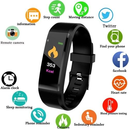115 Plus Smart Band Sport Watches Health Smart Wristband Heart Rate Fitness Pedometer Bracelet Waterproof Men Watch