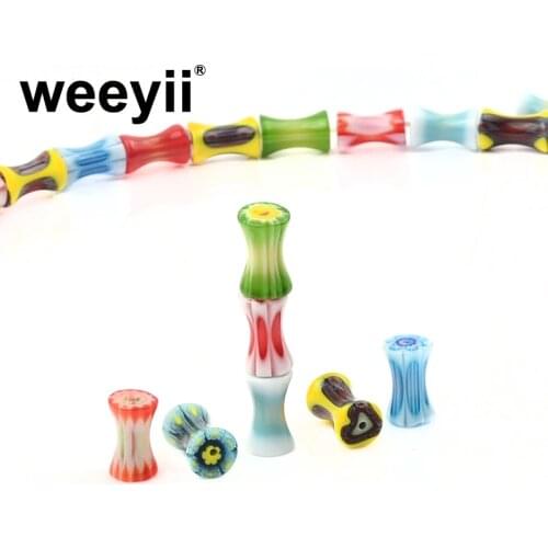 6.5x11mm Cylinder Tube Shape Mixed Flower Patterns Glass Loose Beads For Jewelry Making Charms Necklace Bracelet DIY Accessories