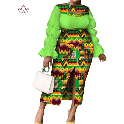 African Traditional Clothing for Women Lantern Sleeve Cotton Fabric Pachwrok Women Dress Dashiki Plus Size Party Dress WY8277