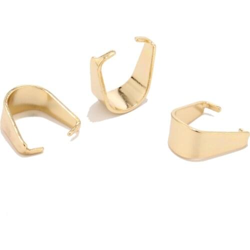 50pcs Gold Tone 5x10m Stainless Steel Pendant Clips Clasps Pinch Clip Bail Beads Pendant Connectors for Necklace DIY Jewelry