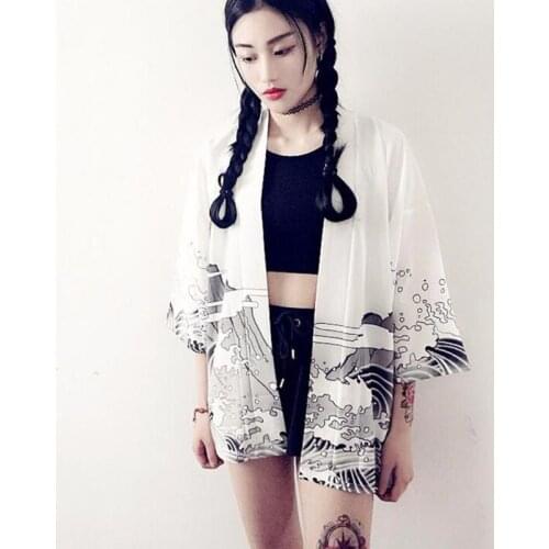 Lady Vintage dragon waves printed chiffon sun protection sun Shirt women clothing Breathable Jacket