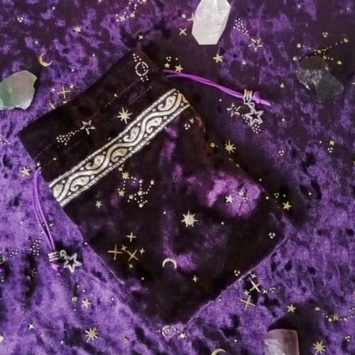 13x18CM Tarot Oracle Card Storage Bag Witch Fortune-telling Supply Thick Velvet Board Game Constellation Drawstring Storage Bag