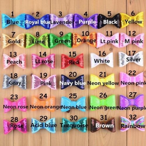 150 pcs ,2" sequin bow DIY for headband , hair bow for headband (32 colors for selection)