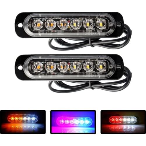 2Pcs Motorcycle Strobe Lights 12V 24V Orange Flashing Light Side Marker Lamp For Truck Trailer Red Blue LED Police Lights
